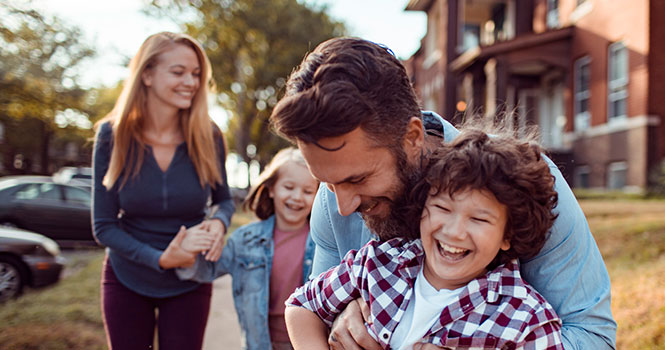 A family going on a walk