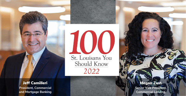 Jeff Camilleri and Megan Zust of CNB STL Bank on list of Top 100 St. Louisans You Should Know 2022