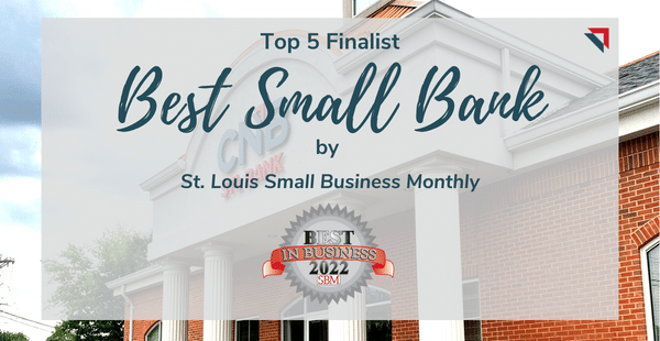 Website Ad for CNB that shows CNB St. Louis bank is in the top 5 for Best Small Bank by STL Business Monthly