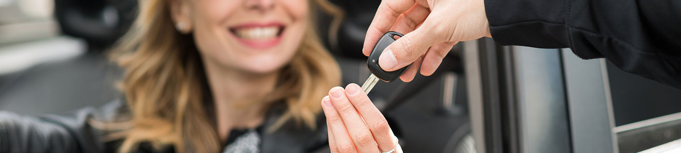 Lady buying a new automobile