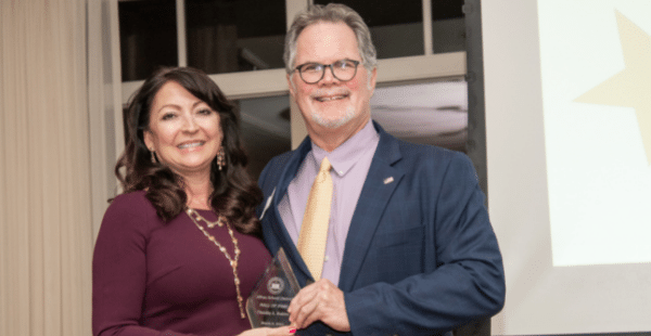 Tim Rodden of CNB St. Louis Bank with Angela Sykora of Affton Education Foundation