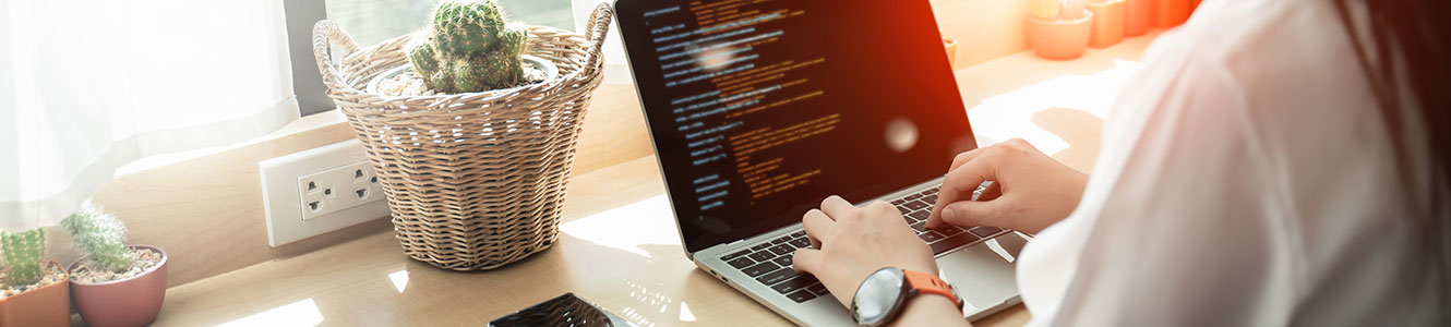 Woman working on a laptop